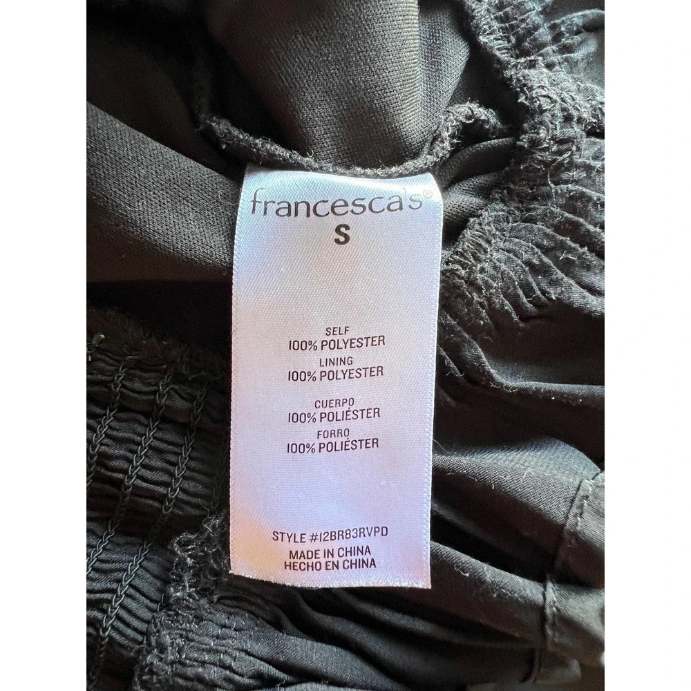 Francesca's Miami Black Satin Open Back Crop Whimsigoth Top Small